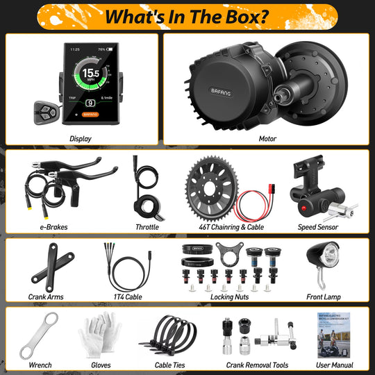 BAFANG - BBS01B, BBS02B, BBSHD, Mid Drive Conversion Kit with DPC-18, Battery Optional