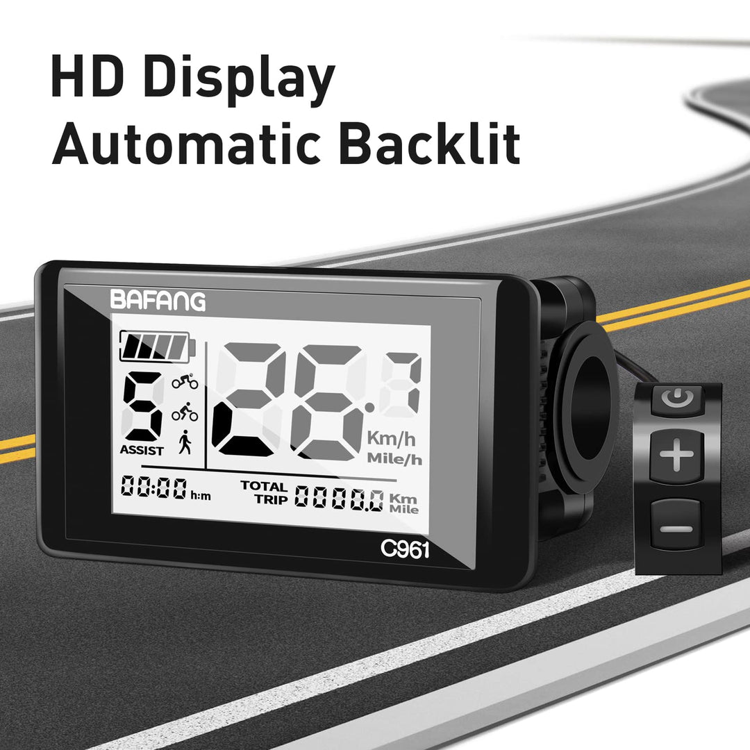Ebike LCD Display C961 for Bafang BBS Mid-Drive Motors, Supports UART Protocol