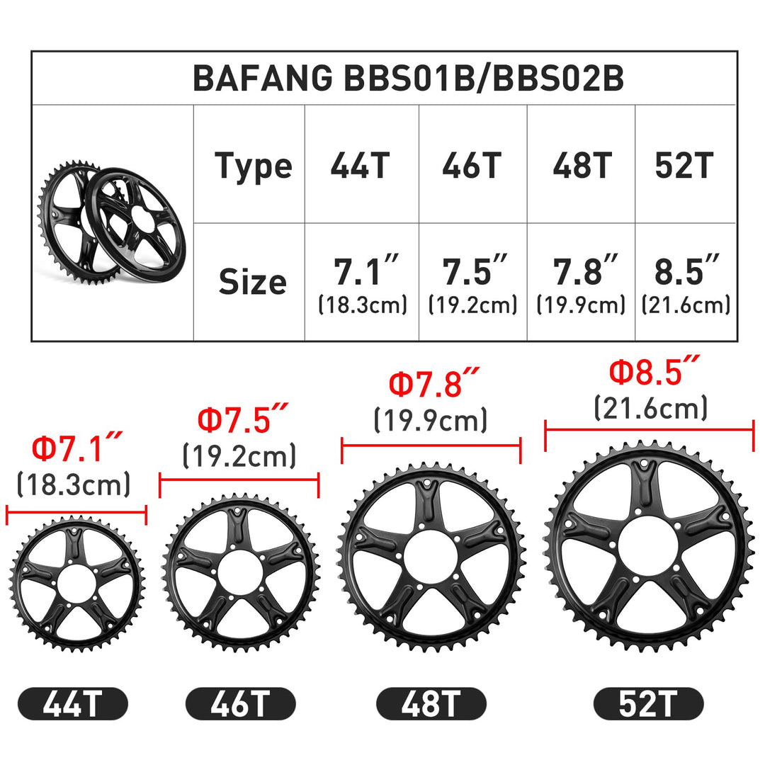 BAFANG Kettenblatt für Mid Drive Kit: 44T 46T 48T 52T