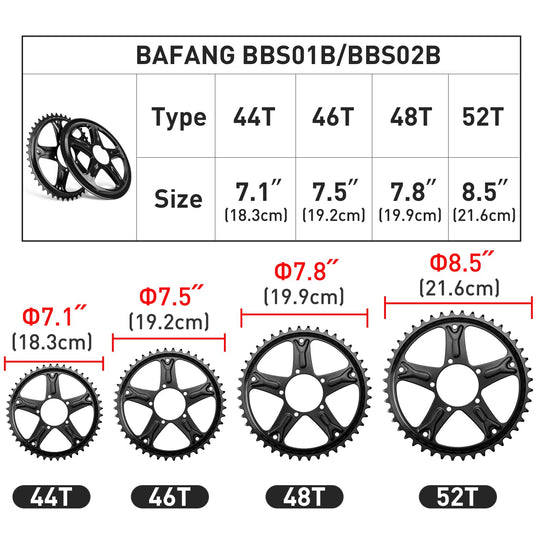 BAFANG Kettenblatt für Mid Drive Kit: 44T 46T 48T 52T