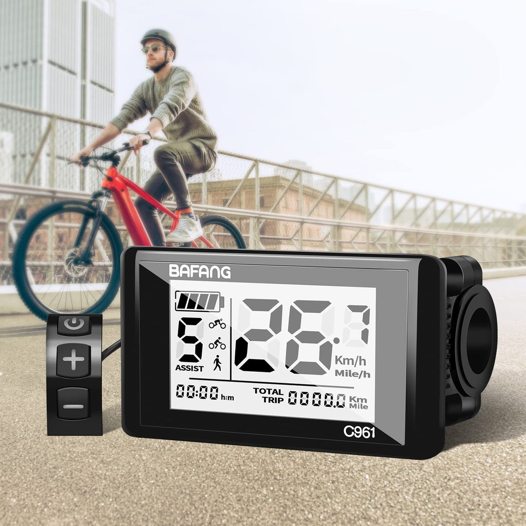 Ebike LCD Display C961 for Bafang BBS Mid-Drive Motors, Supports UART Protocol