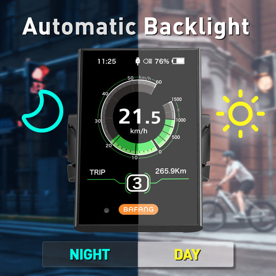 BAFANG DPC18 3.5" eBike Display for BBS01B BBS02B BBS-HD, Auto Backlight, USB Charging