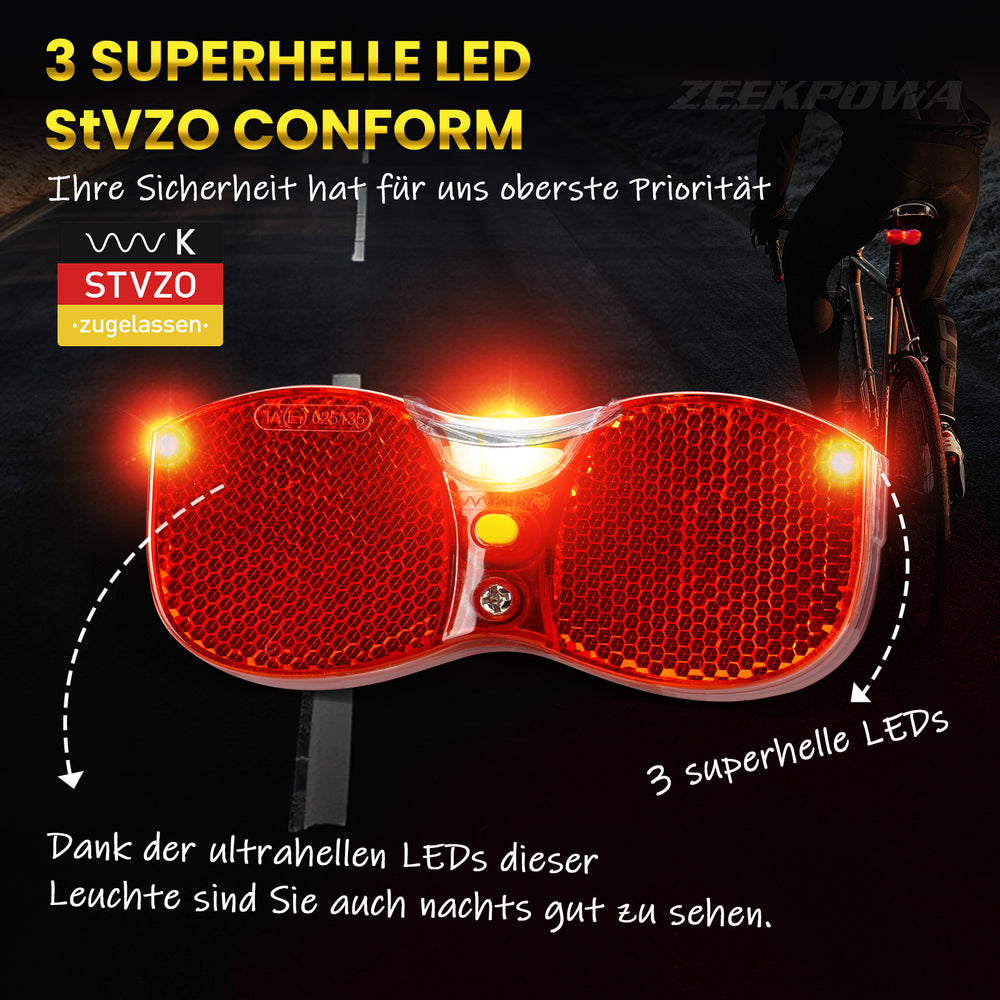 Zeekpowa Rear Light Bicycle Red Reflector Scooter Lamp