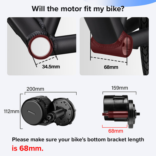 BAFANG 36V/48V 250W/500W Mid Drive Motor Only