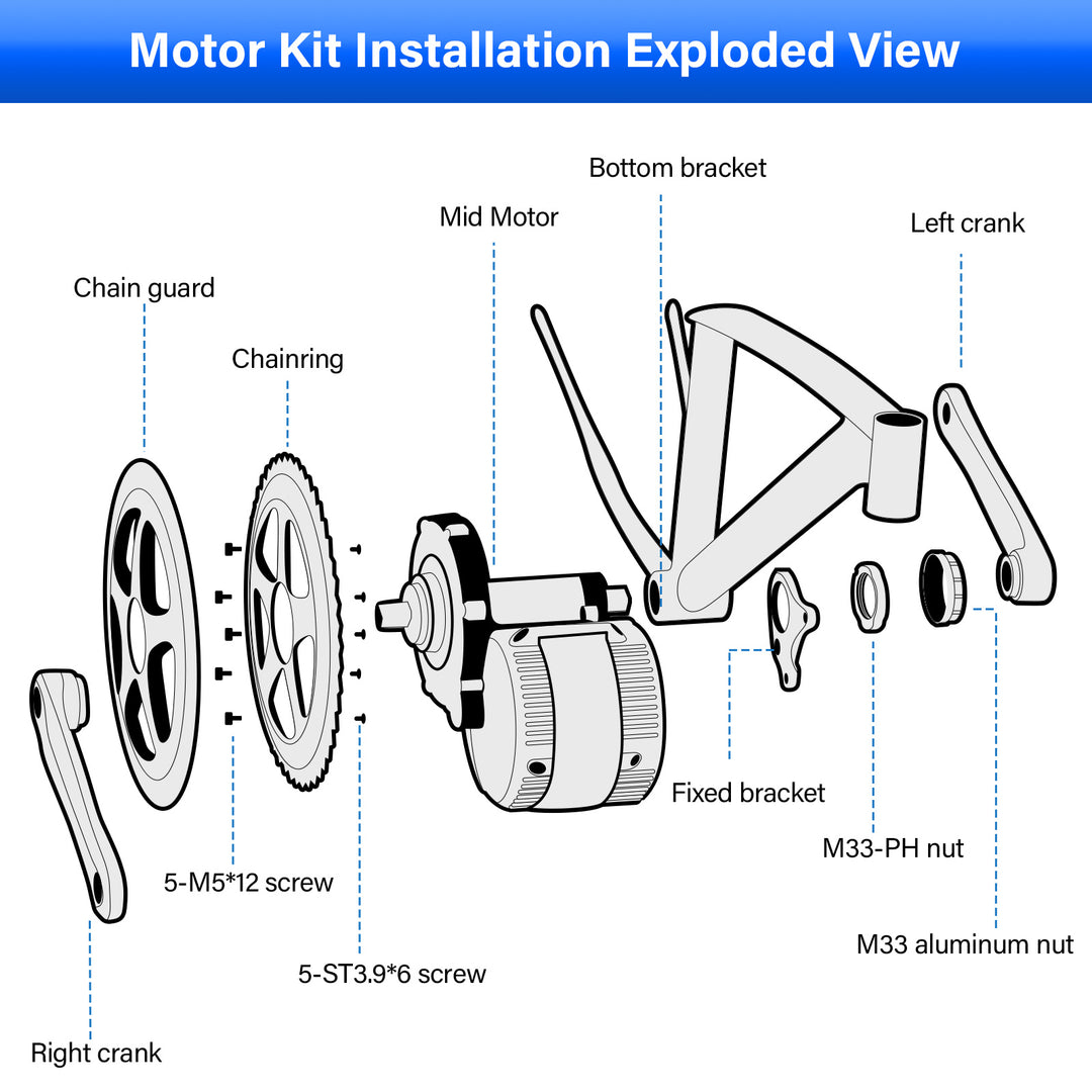 BAFANG 36V/48V 250W/500W Mid Drive Motor Only