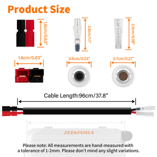 96cm Battery Connector Cable E-Bike Big Bullet to Anderson adaptor Connector