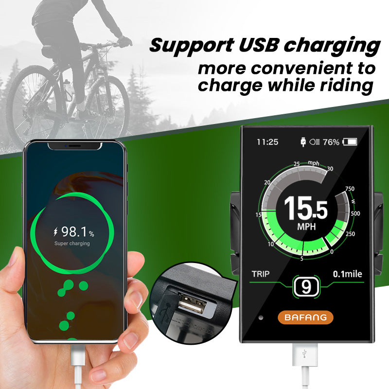 BAFANG DPC18 3.5" eBike Display for BBS01B BBS02B BBS-HD, Auto Backlight, USB Charging