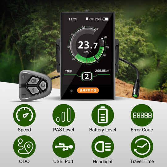 BAFANG DPC18 3.5" eBike Display for BBS01B BBS02B BBS-HD, Auto Backlight, USB Charging