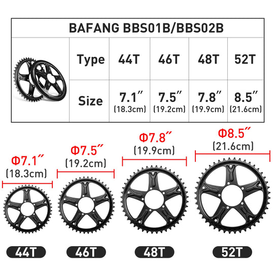 BAFANG Chainring for Mid Drive Kit : 44T 46T 48T 52T
